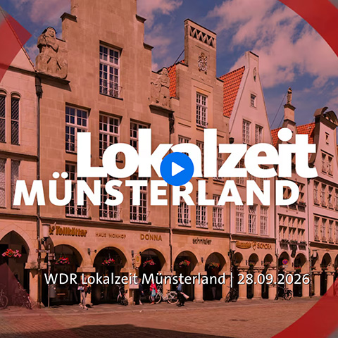 Titelbild WDR Lokalzeit Münsterland mit einer Ansicht des Prinzipalmarkts in Münster